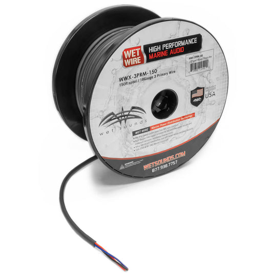 WET SOUNDS- WWX-3PRM-150 Wet Wire | 3 Conductor 18 Gauge Primary Wire - 150' Spool