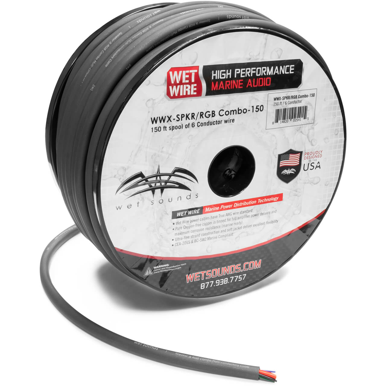 WET SOUNDS- SPKR/RGB COMBO-150 | Wet Sounds Frosted Speaker/RGB Combo Wire 150' Spool