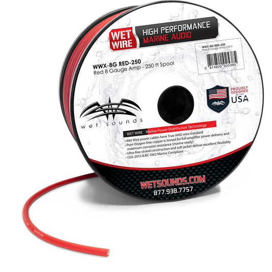 WET SOUNDS- Red Frosted 8GA Wet Wire | Red Frost 8 Gauge Amp Wire - 250 Ft Spool