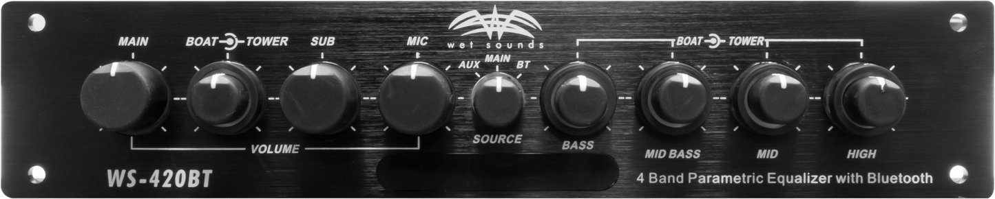 WET SOUNDS- WS-420 BT | Wet Sounds™ Marine Multi Zone 4-Band Parametric Equalizer w/ Integrated Bluetooth®