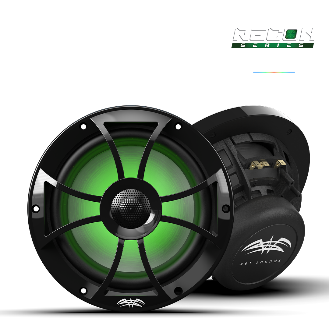 WET SOUNDS- RECON 8-BG RGB | RECON™ Series 8-inch High-Output Component Style Coaxial Speakers w/ XS-Black RGB Grilles