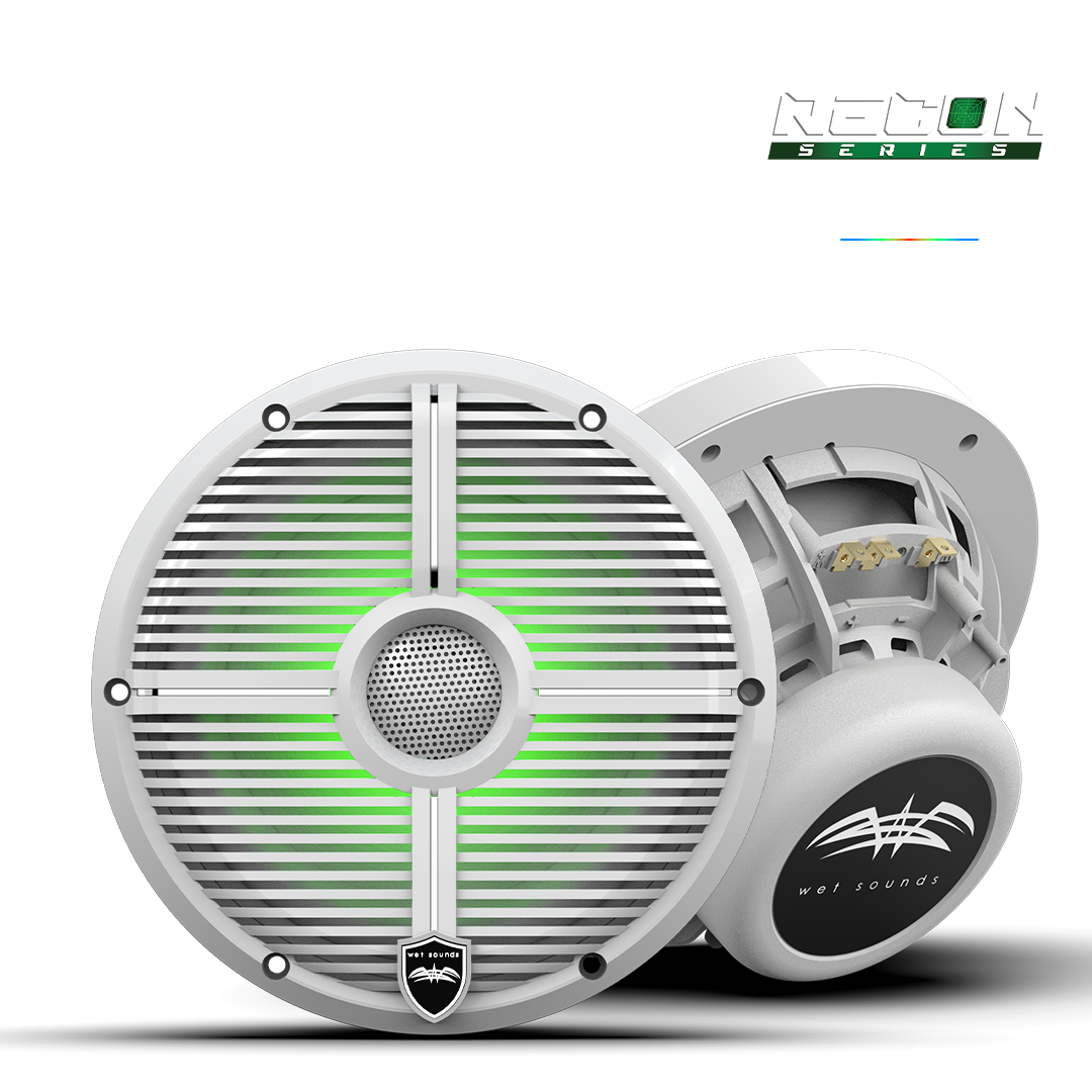 WET SOUNDS- RECON 8 XW-W RGB | RECON™ Series 8-inch High-Output Component Style Coaxial Speakers w/ XW-White RGB Grilles