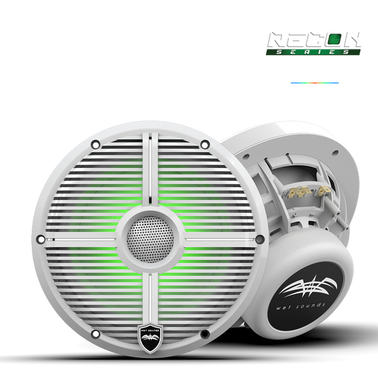 WET SOUNDS- RECON 8 XW-W RGB | RECON™ Series 8-inch High-Output Component Style Coaxial Speakers w/ XW-White RGB Grilles