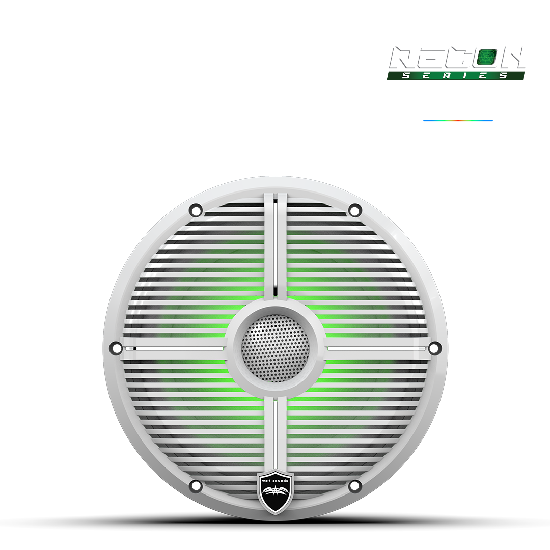 WET SOUNDS- RECON 8 XW-W RGB | RECON™ Series 8-inch High-Output Component Style Coaxial Speakers w/ XW-White RGB Grilles