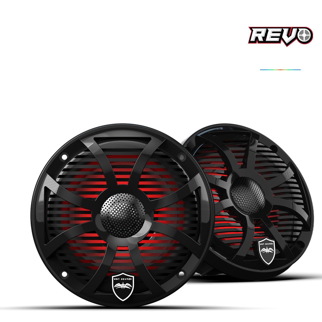 WET SOUNDS- REVO 6-SWB | REVO Series 6.5-inch High-Output Component Style Coaxial Speakers w/ SW-Black RGB Grilles