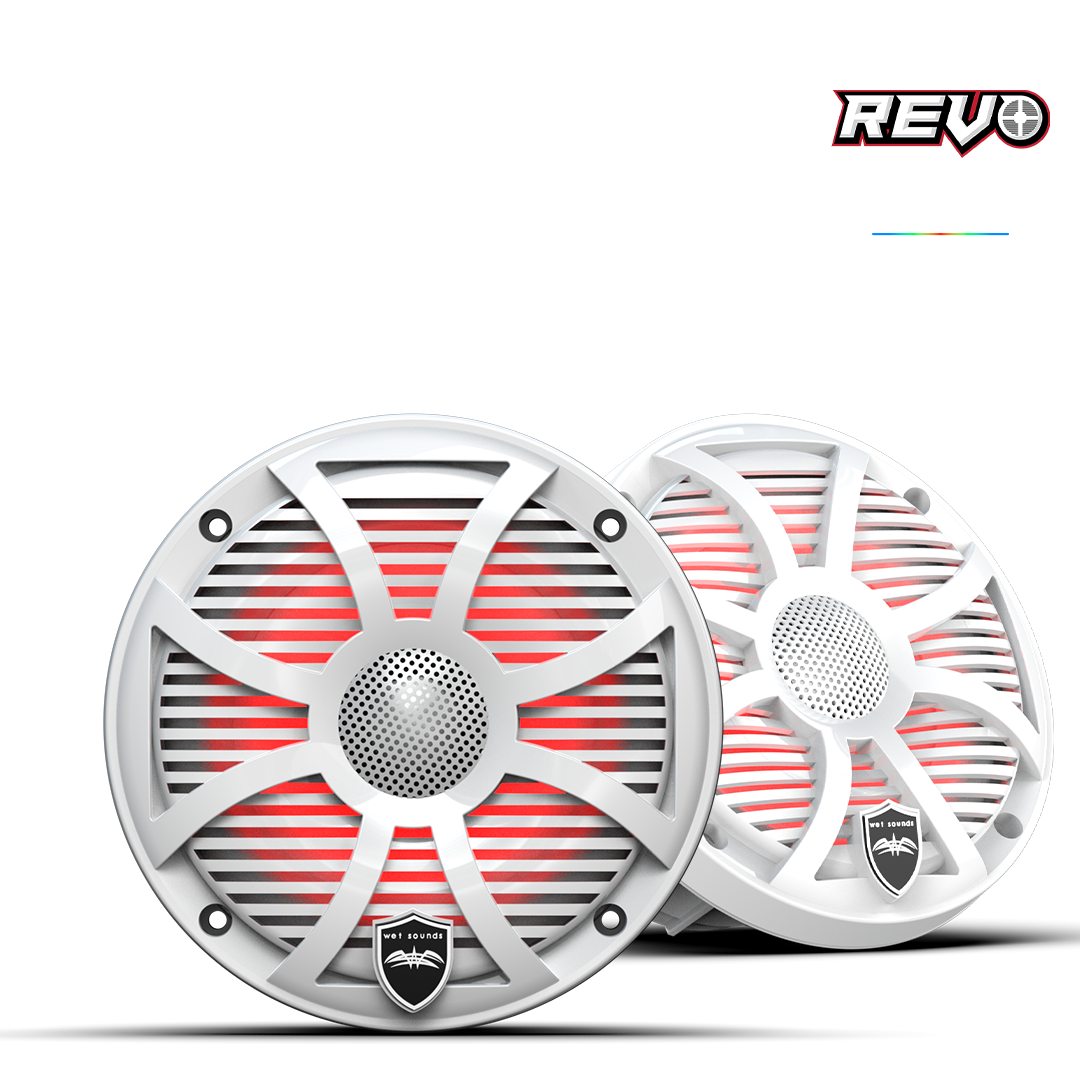 WET SOUNDS- REVO 6-SWW | REVO Series 6.5-inch High-Output Component Style Coaxial Speakers w/ SW-White RGB Grilles