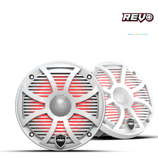 WET SOUNDS- REVO 6-SWW | REVO Series 6.5-inch High-Output Component Style Coaxial Speakers w/ SW-White RGB Grilles