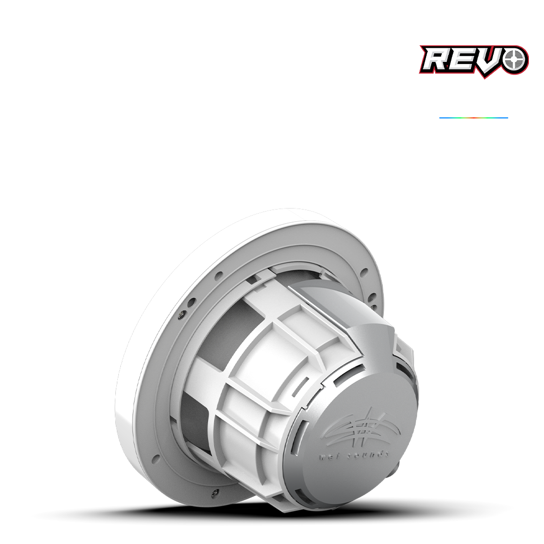 WET SOUNDS- REVO 6-XSW-SS | REVO Series 6.5-inch High-Output Component Style Coaxial Speakers w/ XS-White-Stainless Steel RGB Grilles