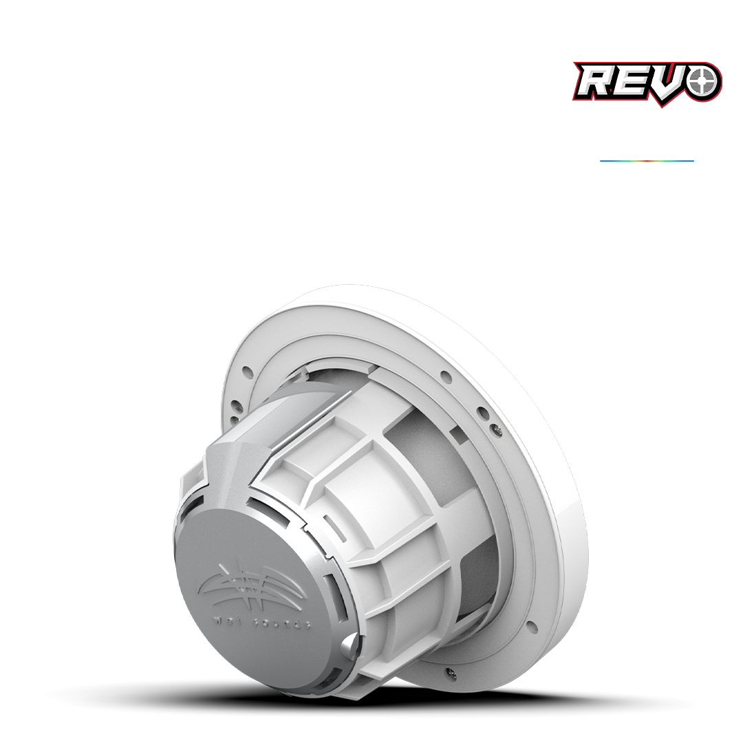 WET SOUNDS- REVO 6-XSW-SS | REVO Series 6.5-inch High-Output Component Style Coaxial Speakers w/ XS-White-Stainless Steel RGB Grilles