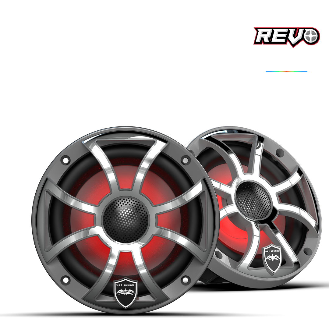 WET SOUNDS- REVO 6-XSG-SS | REVO Series 6.5-inch High-Output Component Style Coaxial Speakers w/ XS-Gunmetal-Stainless Steel RGB Grilles