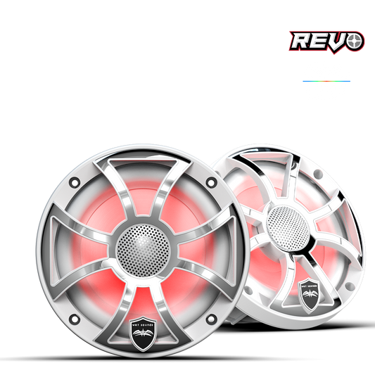 WET SOUNDS- REVO 6-XSW-SS | REVO Series 6.5-inch High-Output Component Style Coaxial Speakers w/ XS-White-Stainless Steel RGB Grilles