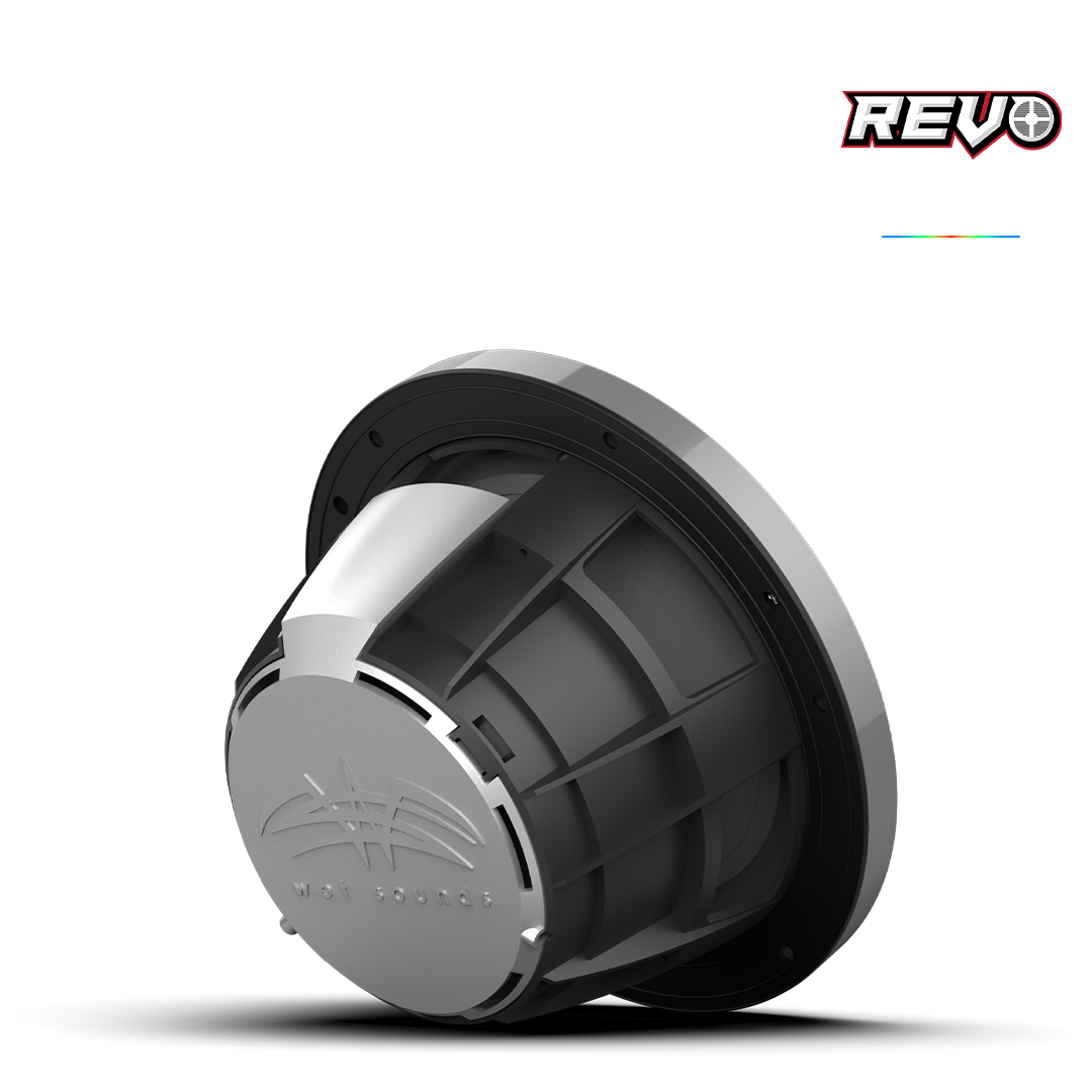 WET SOUNDS- REVO 8-XSG-SS | REVO Series 8-inch High-Output Component Style Coaxial Speakers w/ XS-Gunmetal-Stainless Steel RGB Grilles