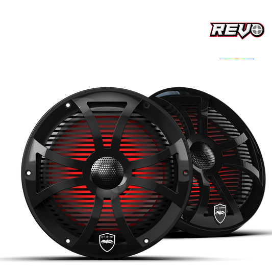 WET SOUNDS- REVO 8 SW-B V3 | REVO Series 8-inch High-Output Component Style Coaxial Speakers w/ SW-Black RGB Grilles