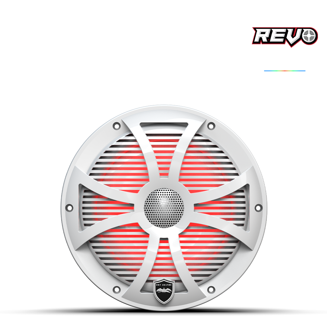 WET SOUNDS- REVO 8-SWW | REVO Series 8-inch High-Output Component Style Coaxial Speakers w/ SW-White RGB Grilles