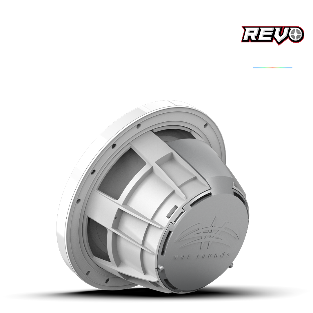 WET SOUNDS- REVO 8-SWW | REVO Series 8-inch High-Output Component Style Coaxial Speakers w/ SW-White RGB Grilles