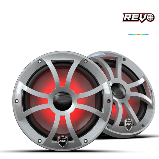 WET SOUNDS- REVO 8-XSS | REVO Series 8-inch High-Output Component Style Coaxial Speakers w/ XS-Silver RGB Grilles