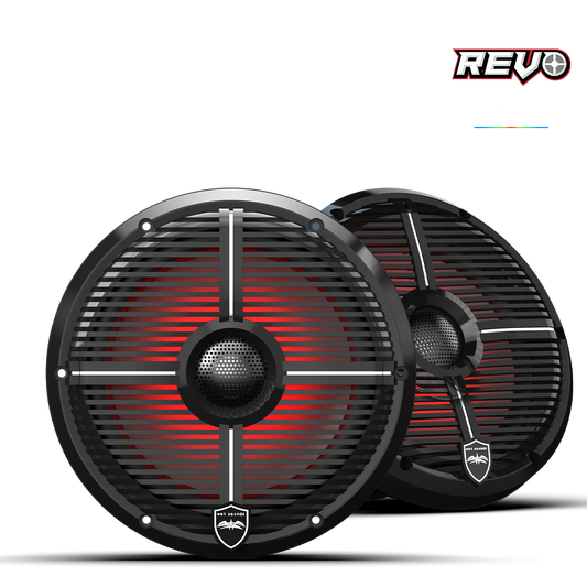 WET SOUNDS- REVO 8-XWB | REVO Series 8-inch High-Output Component Style Coaxial Speakers w/ XW-Black RGB Grilles