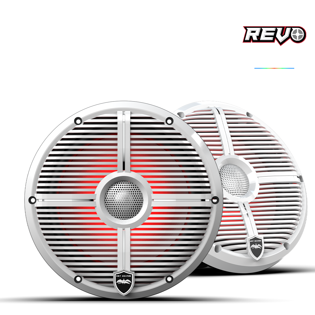 WET SOUNDS- REVO 8 XW-W V3 | REVO Series 8-inch High-Output Component Style Coaxial Speakers w/ XW-White RGB Grilles