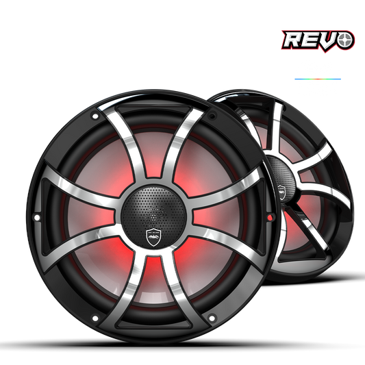 WET SOUNDS- REVO CX-10 XS-B-SS S2 | REVO Series 10-inch High-Output Component Style Coaxial Speakers w/ XS-Black-Stainless Steel RGB Grilles