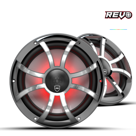 WET SOUNDS- REVO CX-10 XS-G-SS S2 | REVO Series 10-inch High-Output Component Style Coaxial Speakers w/ XS-Gunmetal-Stainless Steel RGB Grilles