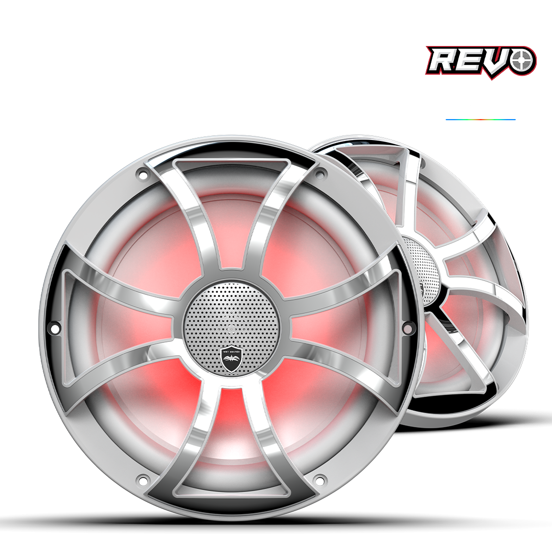 WET SOUNDS- REVO CX-10 XS-W-SS S2 | REVO Series 10-inch High-Output Component Style Coaxial Speakers w/ XS-White-Stainless Steel RGB Grilles