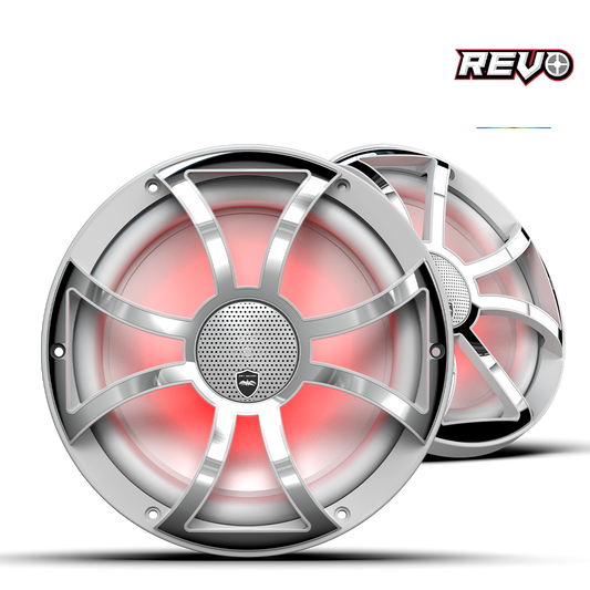 WET SOUNDS- REVO CX-10 XS-W-SS S2 | REVO Series 10-inch High-Output Component Style Coaxial Speakers w/ XS-White-Stainless Steel RGB Grilles