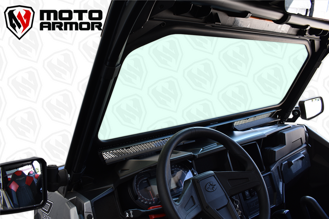 MOTO ARMOR- Vented Full Glass Windshield for Polaris General Black